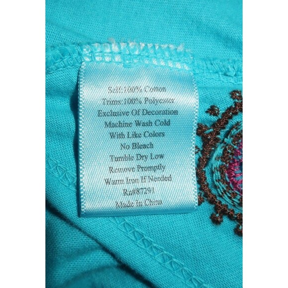 Johnny Was JWLA Embroidered Turquoise Maxi Dress Cotton Tank Aztec Size Small - Picture 11 of 14